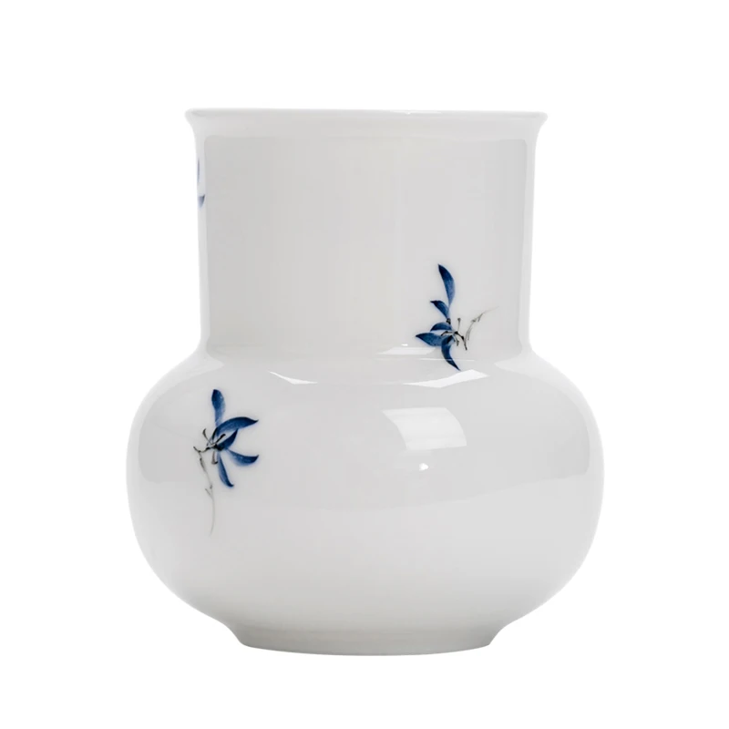 Jingdezhen Underglazed Hand-painted Orchid Sweet White Pastoral Ceramic Flower Vase  A Storage Vase For Tea Ceremony Accessorie