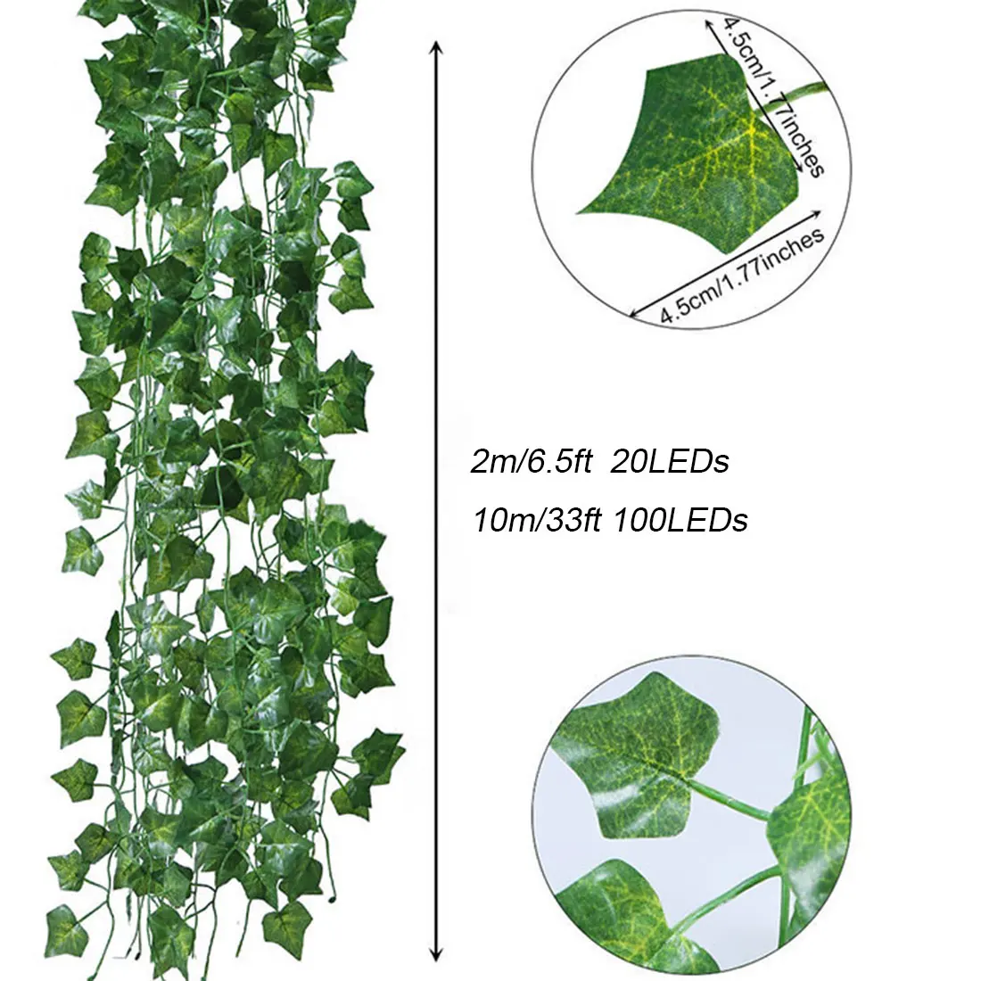 10M 100LED feuille guirlande lampe pour nouvel an AA batterie hierre vigne LED fée chaîne lumières pour noël fête de mariage vert décor