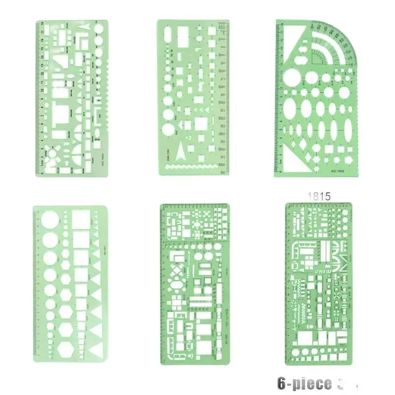 Lot de 3/4/6/9/11 Dessin géométrique Modèle Ruban Règle De Mesure En Plastique Transparent Tout Usage Règle de Dessin pour la Conception de Bureau