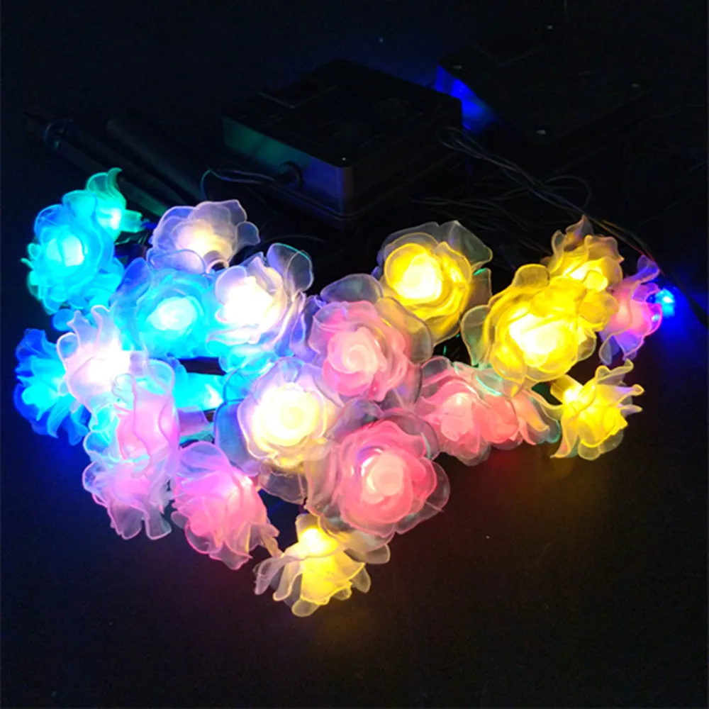 

YIYANG New Solar LED Roses Garland String Lights 12M Garden Lamp Boda Rosas Luces Casa y Jardin Luces Solarie Wedding Rose Light