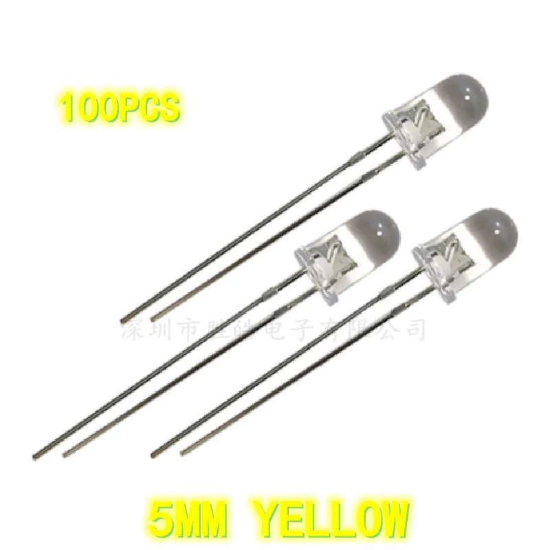 100 Cái/lốc Trong Suốt Tròn 5Mm Siêu Sáng Nước Rõ Ràng Xanh Đỏ Trắng Vàng Xanh Dương Sáng Bóng Đèn LED LED Phát Sáng f5