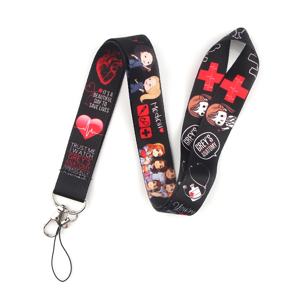 LX83 Grey\'s Anatomy Keychain Neckband Lanyard USB ID Card Badge Holder Mobile Belt Lanyard  Mobile Phone Accessories For Doctor