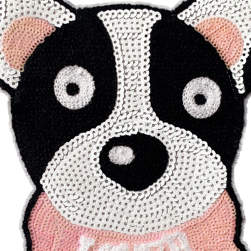 Sequins patches Cartoon Animal Dog Embroidery Patch Applique Decorative Badges Patches Decorative Badges Patches For Clothing