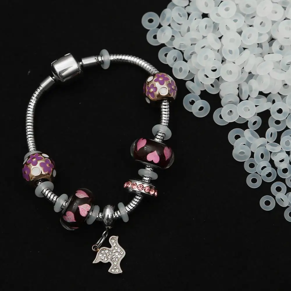 الأبيض المطاط كليب Charms سدادة السلامة حبة يناسب الأصلي غرامة أساور Charm