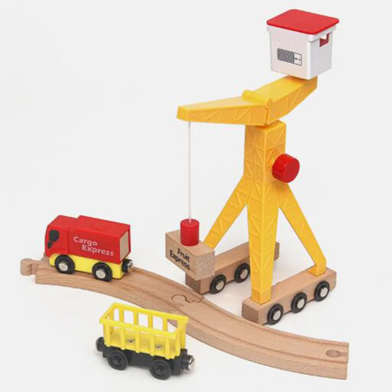 ALL Kinds Of Crane Compatible Biro Wooden Train Track Railway Accessories Move Crane House Tender Educational Toys