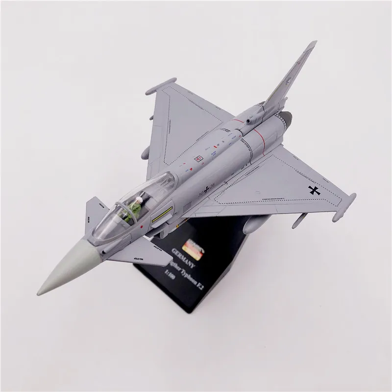 1:100 Scale German Air Force Iron Crusade Typhoon EF2000 Eurofighter Model Metal Die-Cast & Toy Fighter for Collection Souvenir