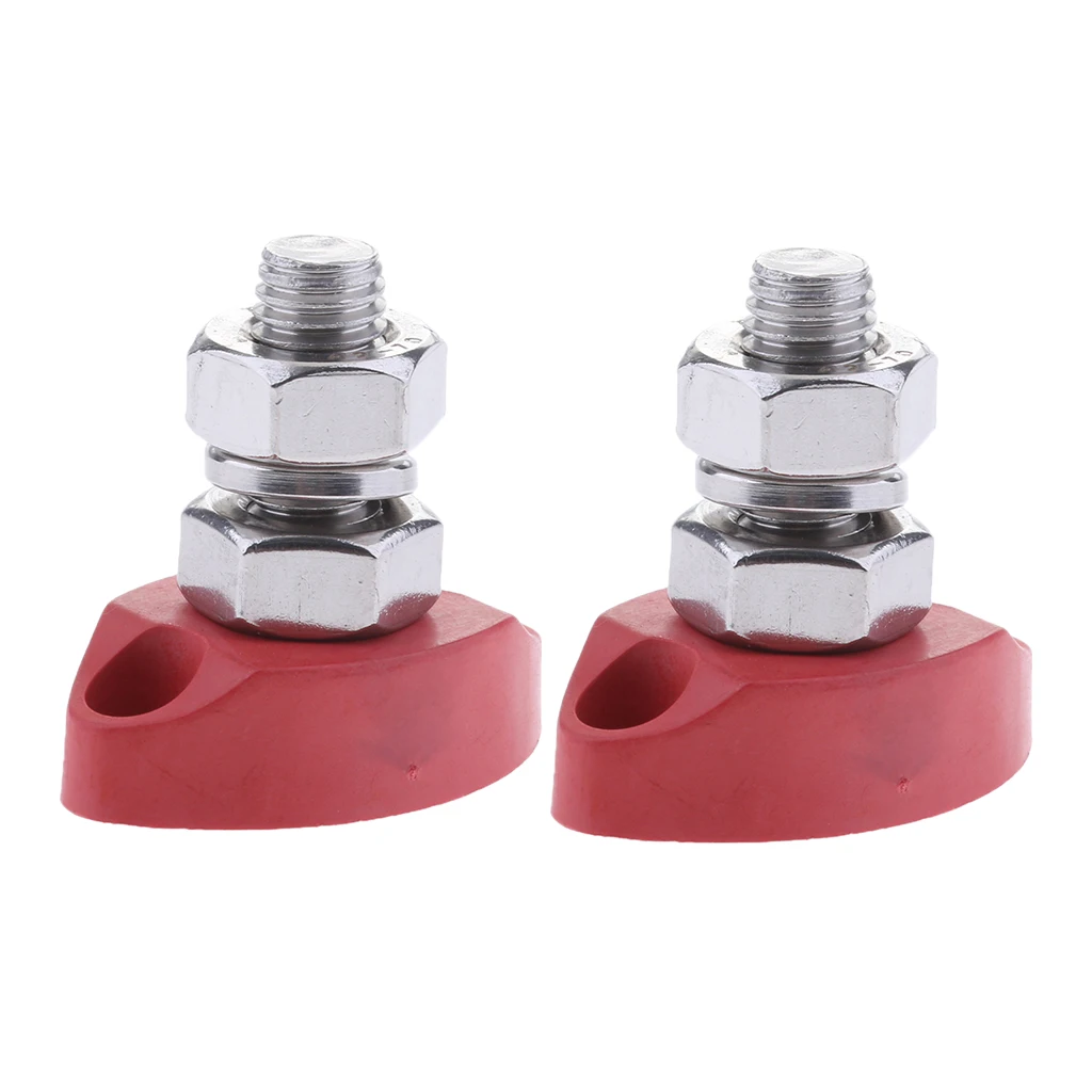 2 Pieces Red Junction Block Power Post Set Insulated Terminal Stud 8mm