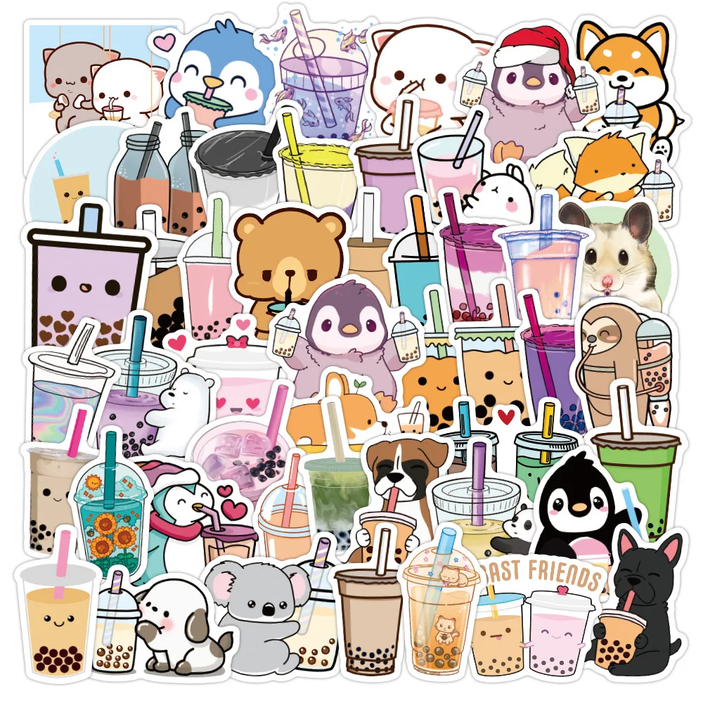 10/30/50PCS Kawaii Drinks Cute Bubble Tea Stickers Aesthetic for Laptop Fridge Waterproof Graffiti Decals Sticker Packs Kid Toys