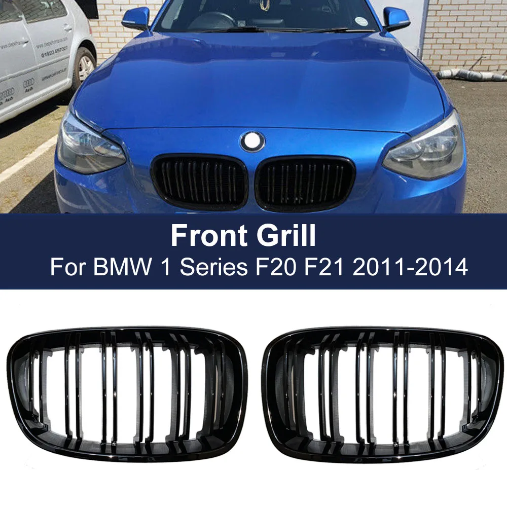 

High Quality Car Front Bumper Kidney Grille For BMW 1 Series F20 F21 2011 2012 2013 2014 Replacement Double Slat Black Grilles