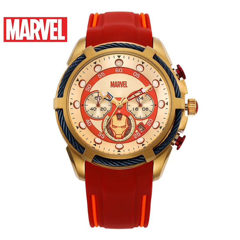 Disney Marvel Avengers Spider Man Hauptstadt Amerika Shell Eisen Männlichen Quarz Armbanduhr Silikon Strap Chronograph Relogio Masculino