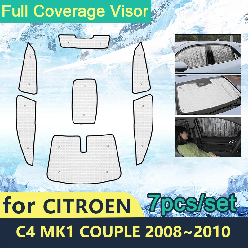 

Full Cover Sunshades For Citroen C4 MK1 couple 2008 2009 2010 Car Sun Protection Windshields Side Window Visor Shaby Accessories