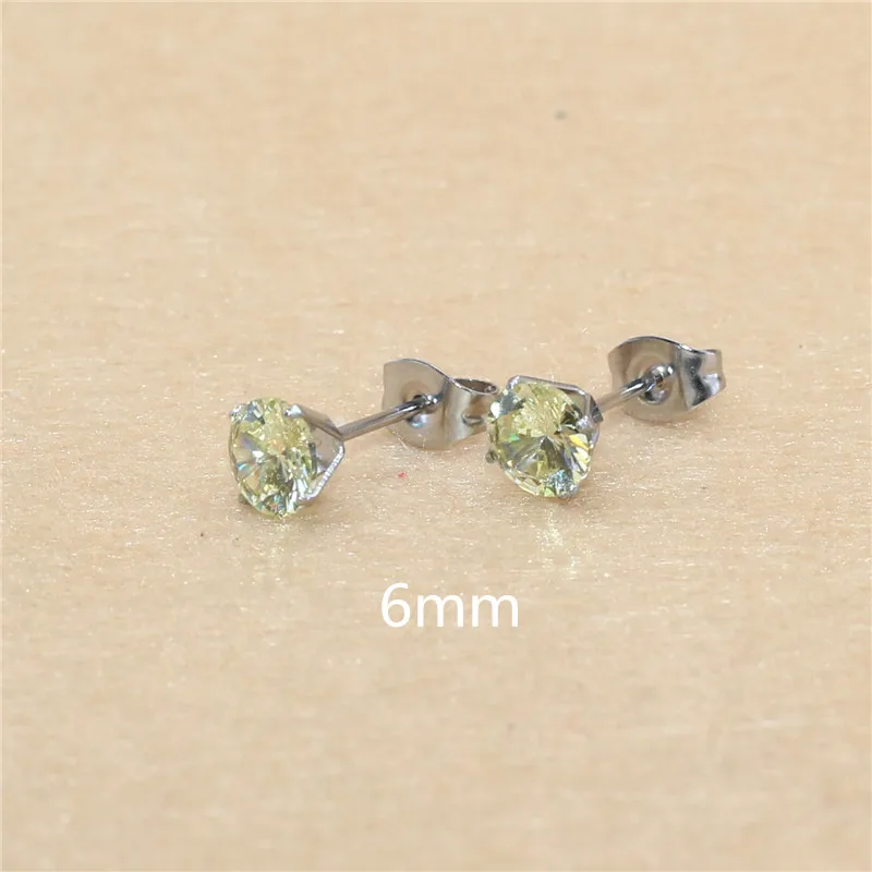 1 Paar Lemonyellow Hypoallergene Edelstahl-Ohrstecker mit AAA-Zirkonia, CZ-Knochenohrstecker-Set für Damen und Herren, 2-8 mm – Detail 14