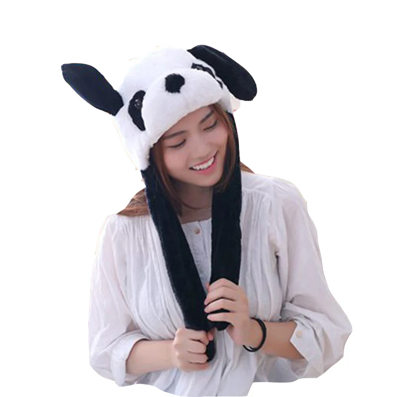 

Panda hat headgear with ears movingm plush toy hat stuffed toy cap