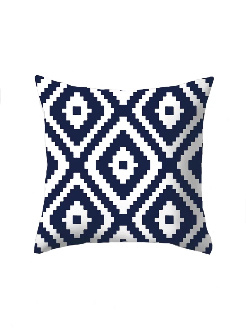 Dark Blue Geometric Print Decorative Cushions Pillowcase Polyester Cushion Cover Throw Pillow Sofa Decoration Pillowcover 45*45