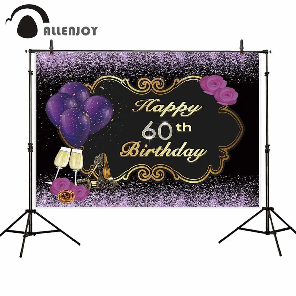 Allenjoy-Fondo de cumpleaños feliz y fabuloso para mujer, banderines personalizados con globos dorados, rosas y tacones altos
