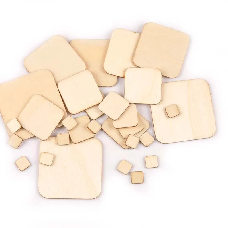 

50Pcs 10mm 20mm 30mm 40mm Square Wood Game Chess Pieces For Token Board Games DTY Wooden Chess Counter Accessory