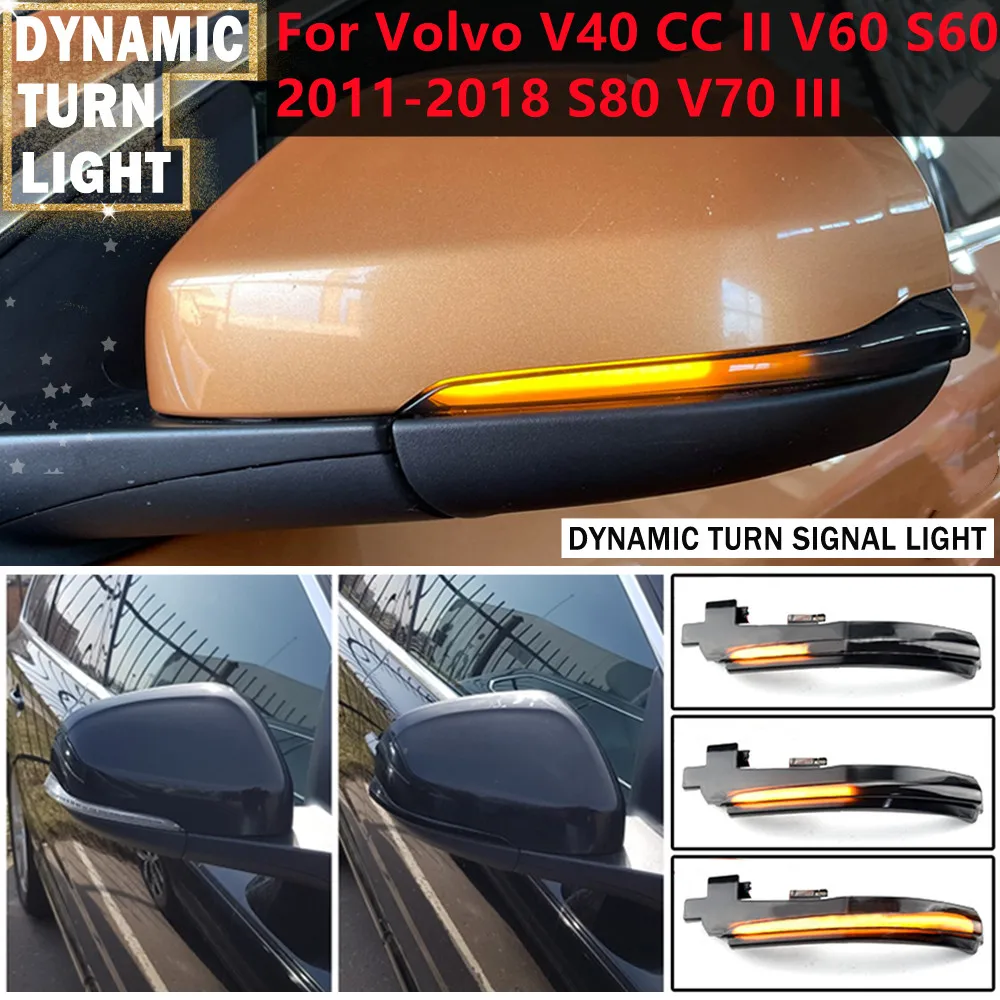 

For Volvo V40 CC II V60 S60 II CC 11-18 S80 V70 III LED Dynamic Turn Signal Light Side Mirror Sequential Blinker Indicator Lamp