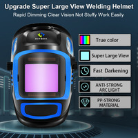 HITBOX Auto Fast Darkening Welding Helmet Ture Color 600MAH Solar Battery Large View for MIG TIG ARC Welding Machine Welder Mask