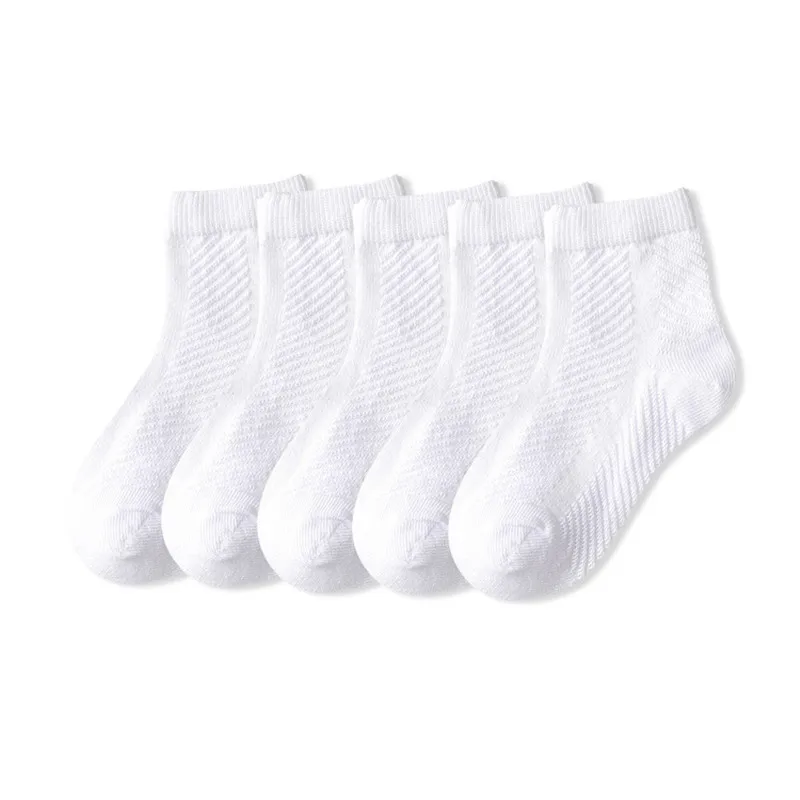 Children Cotton Socks Summer Thin Breathable Knit Mesh Soft Solid White Fashion Boy Girl Baby Student Kids Black Socks For 1-12Y