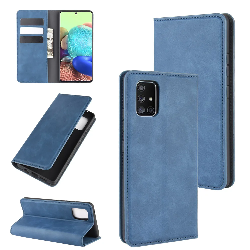 A716 Auto Switch Leather Case for Samsung Galaxy A71 (5G) SM-A716F Flip Wallet Book Cover Black 71A A7156 A 71 716 GalaxyA71