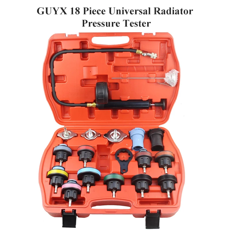 18 Pcs Universal Radiator Pressure Tester Tool Kit Cooling System Testing Tool Water Tank Leakage Detector Nylon Material