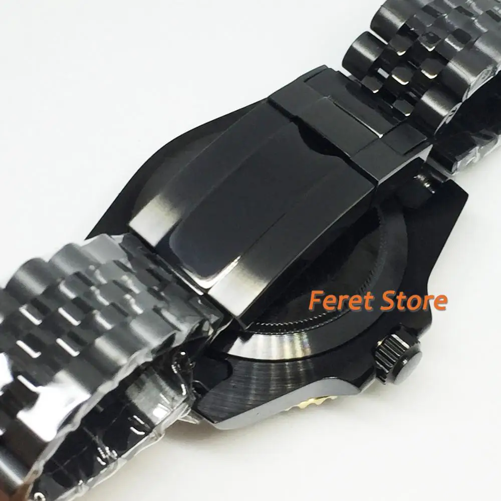 

new 20mm folding buckle Jubilee solid Black PVD stainless steel strap for fit 40mm mens watch bands