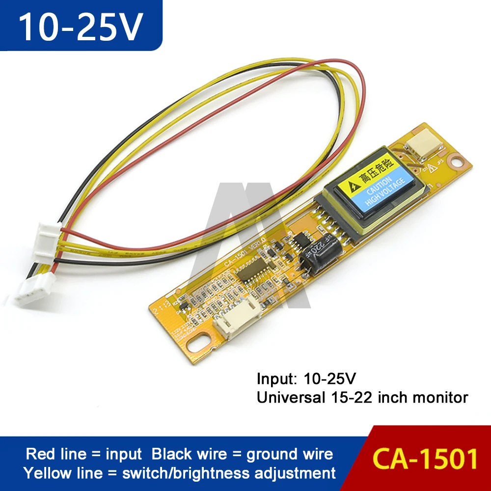 10-25V Wide Voltage LCD Monitor Single Lamp Connector High-Tension Bar Inverter for 15-22 inch LCD Screen Replacement/Repair