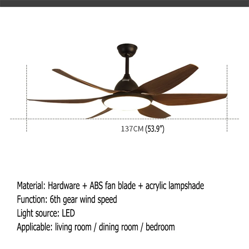 8M Classical Wood 56” Ceiling Fan Light with Remote Control LED Lamp for Home Dining Living Room