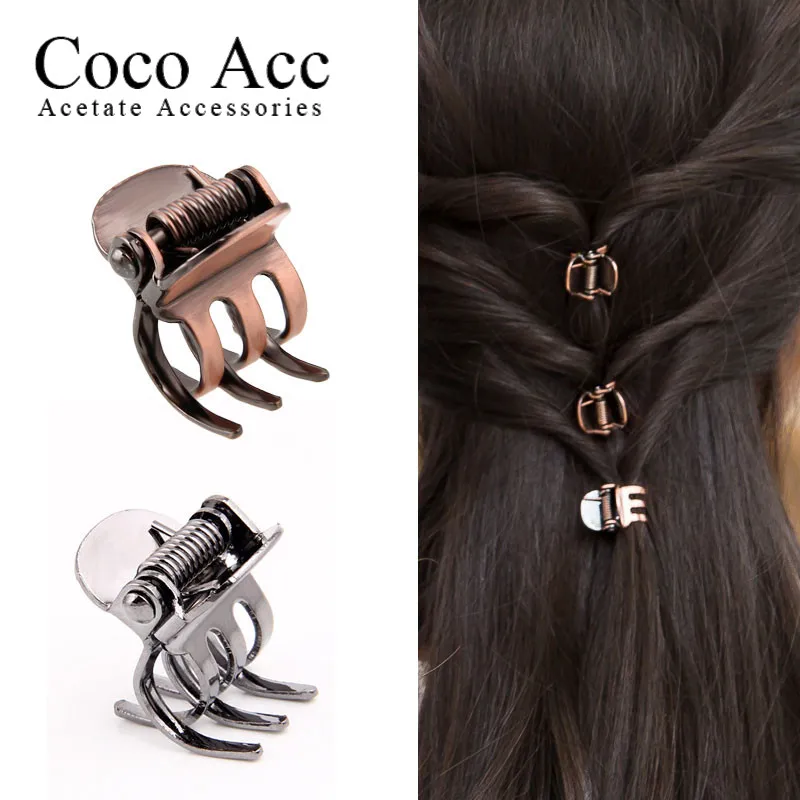 wholesale antique copper metal high quality small mini hair claws snap side clips jaw crab clamp clips