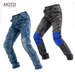 New Aramid MOTO pants motorcycle riding cotton jeans four seasons Knight pants anti-fall high elastic pants with 4 knee pads