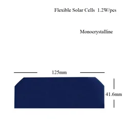 12 Pieces Semi Flexible Solar Cell Sunpower Mono Crystalline Silicon Solar Cell 0.5V 1.2W High Efficiency 23%  125mm x 41.6mm