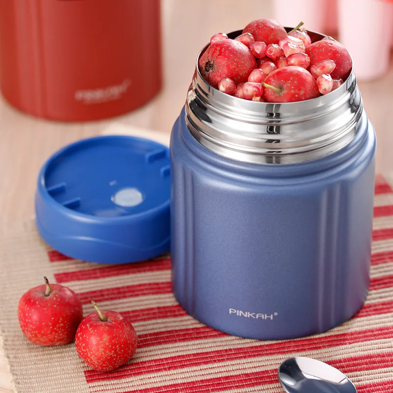 Pinkah 750M Food Container With Bag Portable 2-Layer 304 Stainless Steel Vacuum Thermos Food Jar Thermal Lunch Box With Spoon