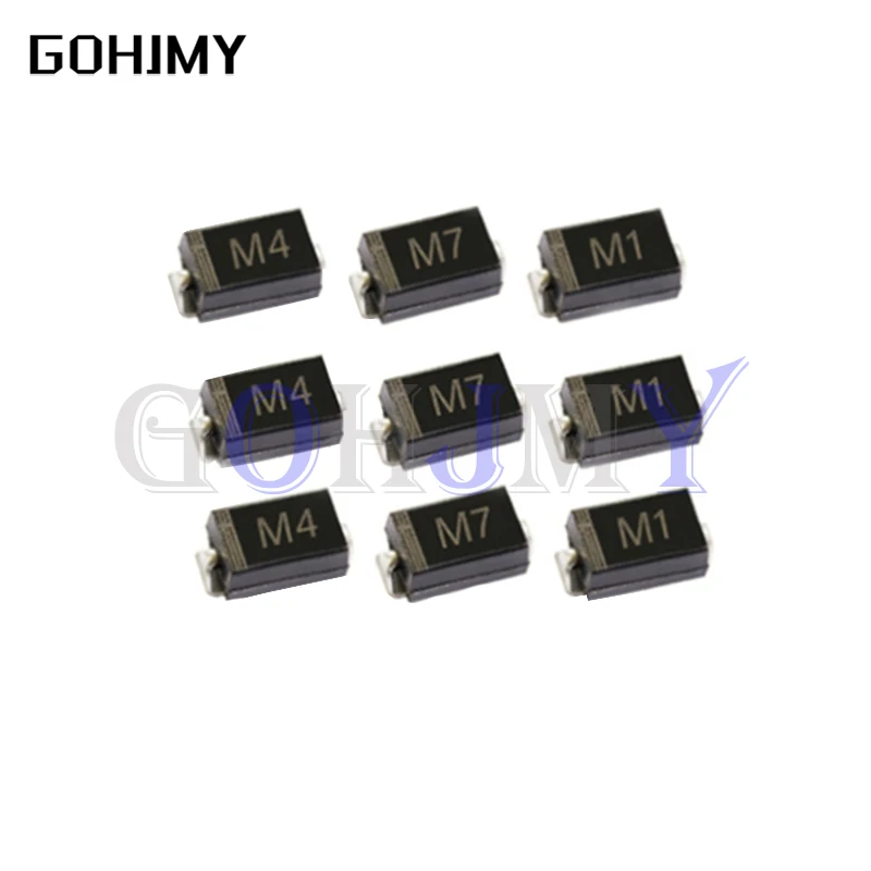 100PCS Rectifier diode M1 M4 M7 SS12 SS14 SS16 SS24 SS34 SS36 SS110 SS210 SS210 US1M RS2M ES1D DO-214AC Schottky diodes