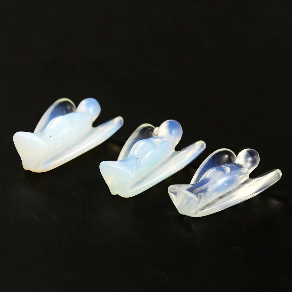 Natural Crystal Opalite Stone Guardian Angel Figurine Home Decor Healing Reiki Energy Gemstone Gift Wedding Decoration Craft