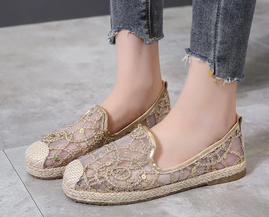 New Hollow Lace Flat Shoes Women Summer Loafers Breathable Loafers Ladies Shoes Casual Fashion Sports Shoes Zapatos