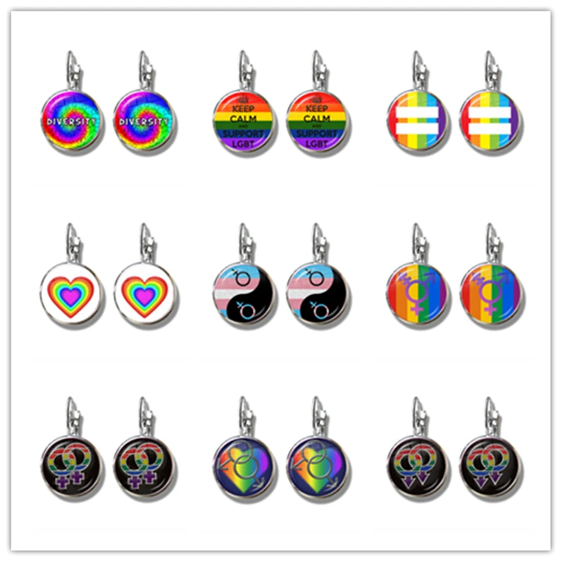 

Gay Pride French Hooks Earrings Same Sex LGBT Jewelry Gay Lesbian Pride With Rainbow Love Wins Gift Same Sex Marriage Love Gift