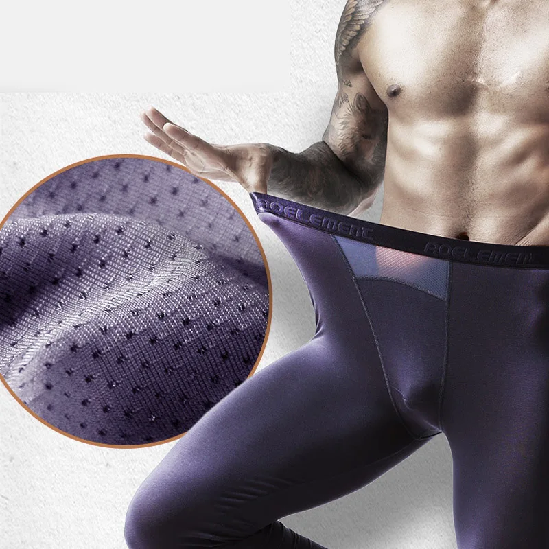 Roupa interior térmica de malha respirável masculina, Leggings Básicos Masculinos, Calças Compridas, Sexy, Slim, Outono, Inverno, Marca, Atacado