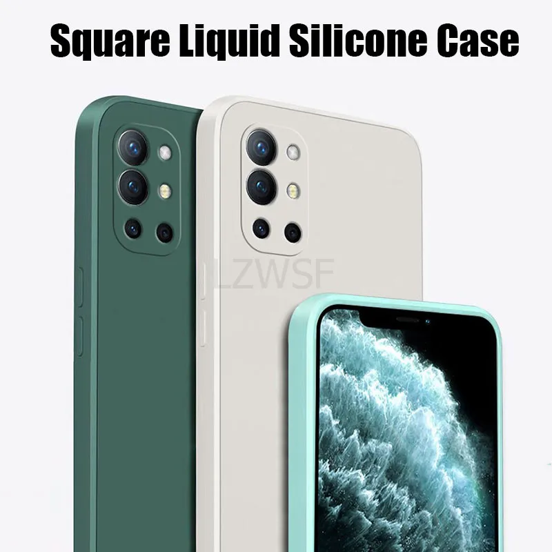 For OnePlus 9R Case Square Liquid Silicone Matte Soft Camera Protection Cover For OnePlus 9 Pro One Plus 9R 9 Pro Phone Case