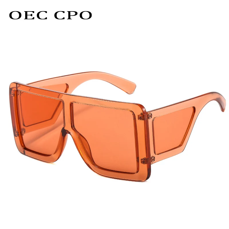 OEC CPO-gafas de sol de una pieza para mujer, lentes cuadradas de gran tamaño, a la moda, rosa, gris, Retro, UV400