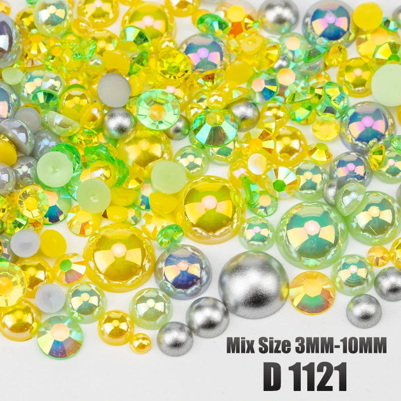 VDD 30/60/200g Gemischte Größen ABS Imitationsperlen Halbrunde Flachrückseitige Perlen AB-Farbe Harz-Strasssteine für Handwerk, Nagelkunst und DIY-Dekoration – Detail 17