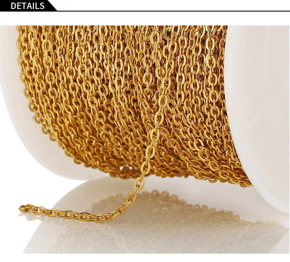 10 Meter 1/1,5/2mm Gold Edelstahlkette Halskette DIY O-Form Kreuzketten für Armbänder Schmuckherstellungskomponenten – Detail 6