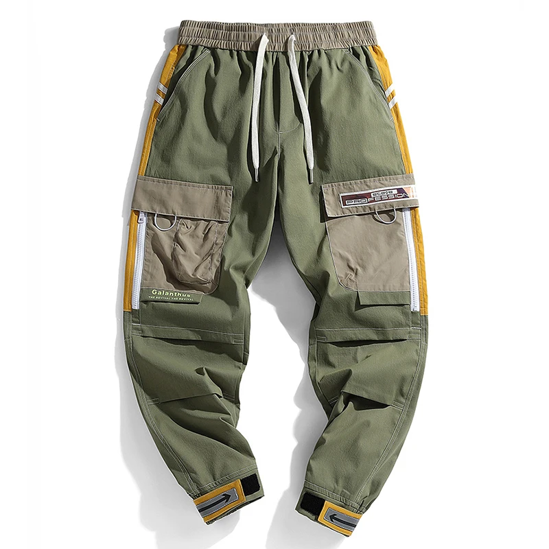 Pantaloni Cargo da uomo a strada singola moda uomo 2023 tasche larghe pantaloni da jogging Hip Hop pantaloni Streetwear giapponesi pantaloni neri