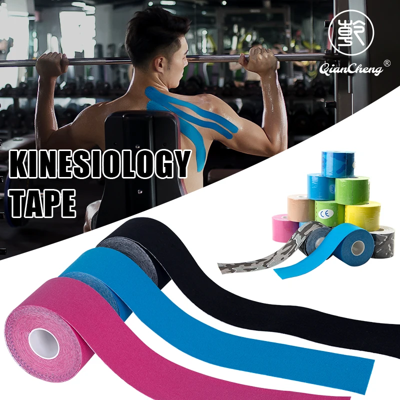 Qiancheng Kinesiology Tape Elastic SportsTape Cotton Adhesive Strain Injury  Fitness Muscle Bandage for Knee Muscle Pain Relief