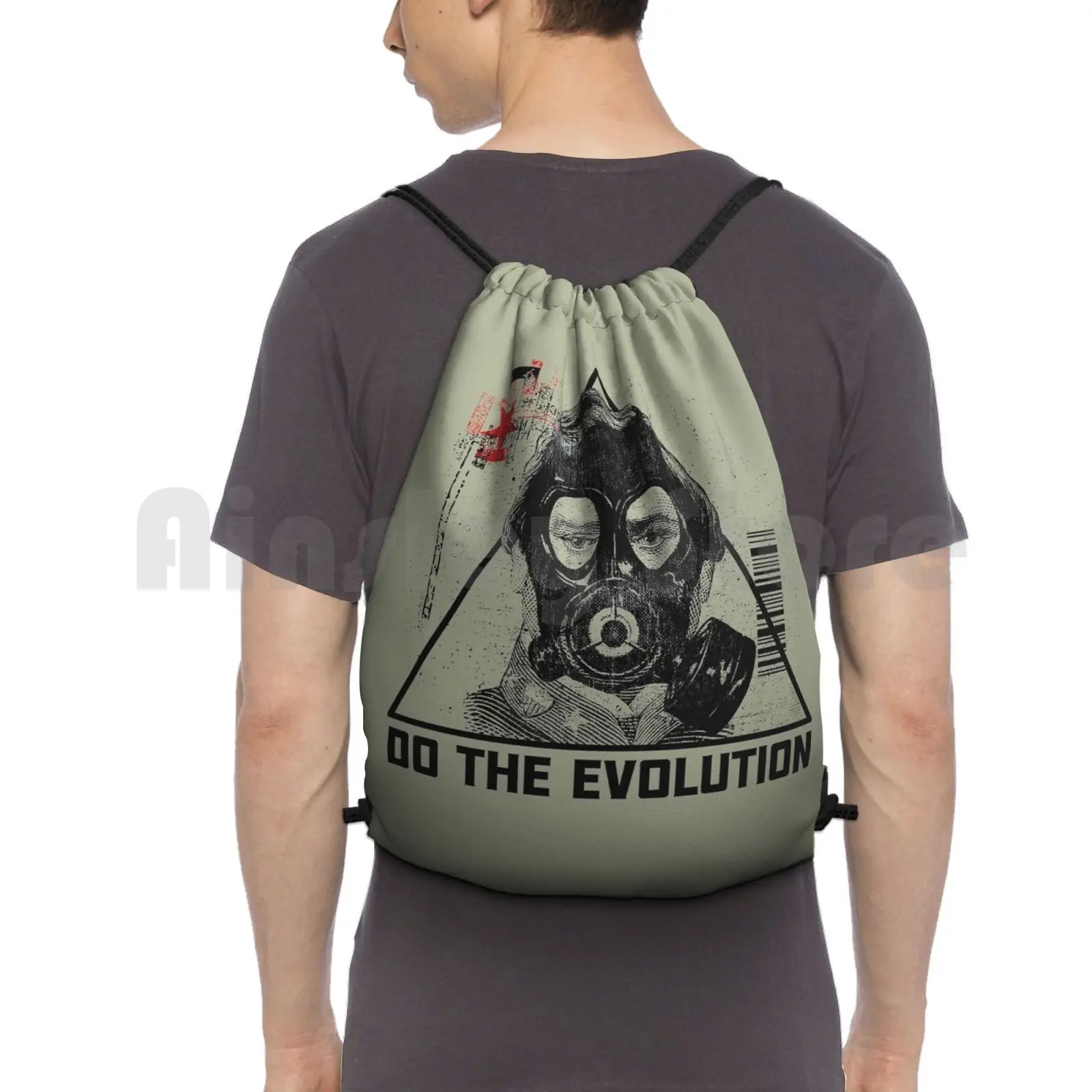 Do The Evolution Backpack Drawstring Bag Riding Climbing Gym Bag Gas Grunge Band Vintage Retro Army Military