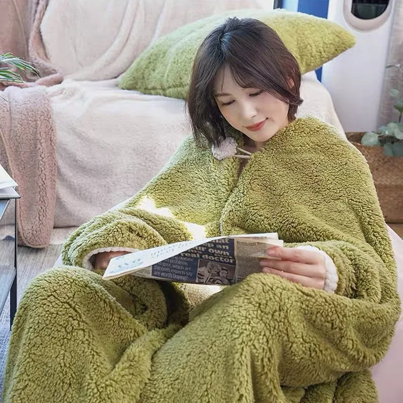 Wearable Loafer Shawl Cape Cape-style Blanket Dual-use Lamb Nap Office Blanket