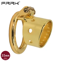 FRRK Golden Penis Cage Erotic Cock Rings Male Chastity Device Bondage Belt BDSM Adult Sex Toys for Men to Lock Dick