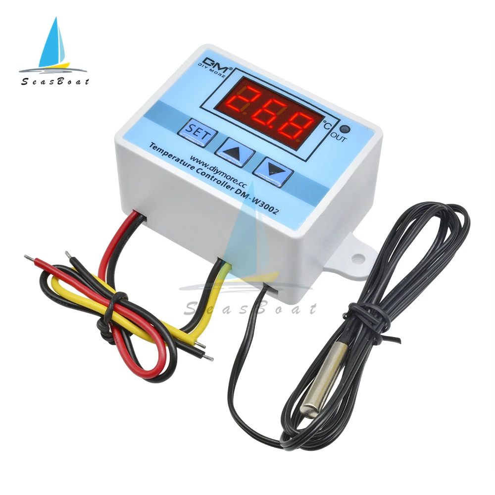 XH-W3002 220V 24V 12V Digital LED Temperature Controller 10A Thermostat Control Switch with Waterproof Sensor Probe W3002