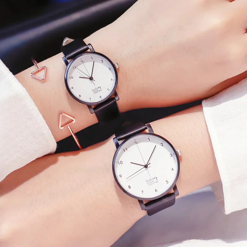 Minimalist fine pointer designer women wristwatches high quality Vogue quartz watches men women leather clock simple watch