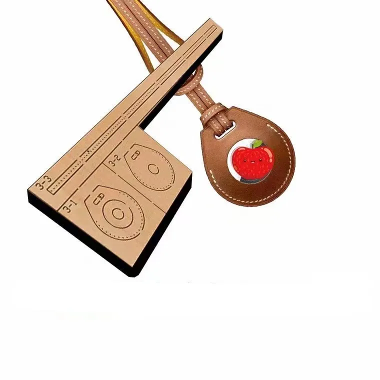 Japan Steel Blade Wooden Rule Metal Die Leather Protective Case For Airtag Cover Keychain Locator Tracker Case For Apple airtags