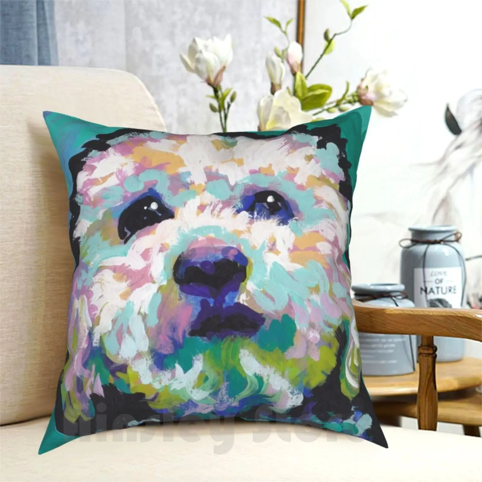 Poodle Maltipoo Dog Bright Colorful Pop Dog Art Pillow Case Printed Home Soft Throw Pillow Toy Poodle Miniature Poodle